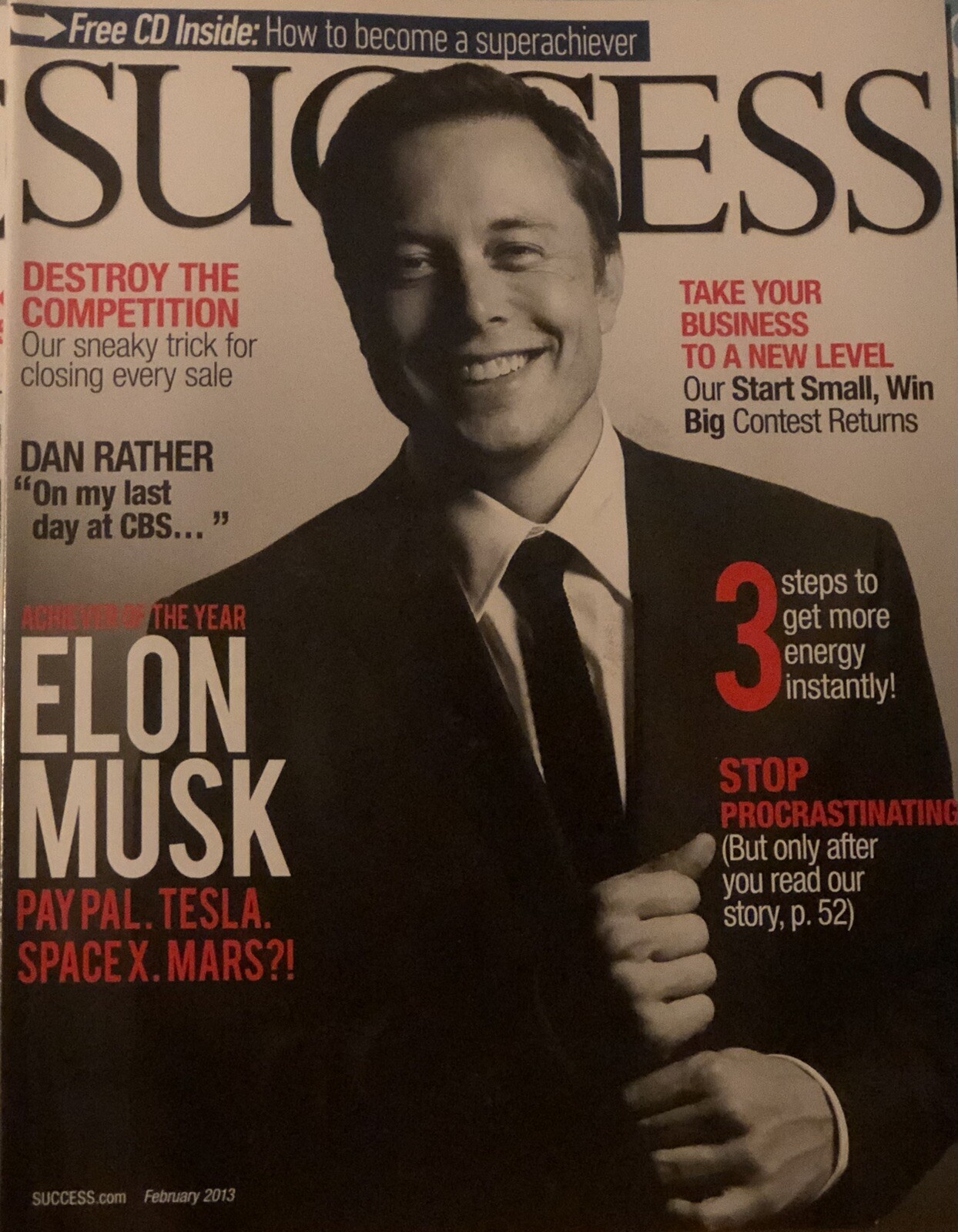 SUCCESS Magazine (February 2013) ELON MUSK - NEW w/CD