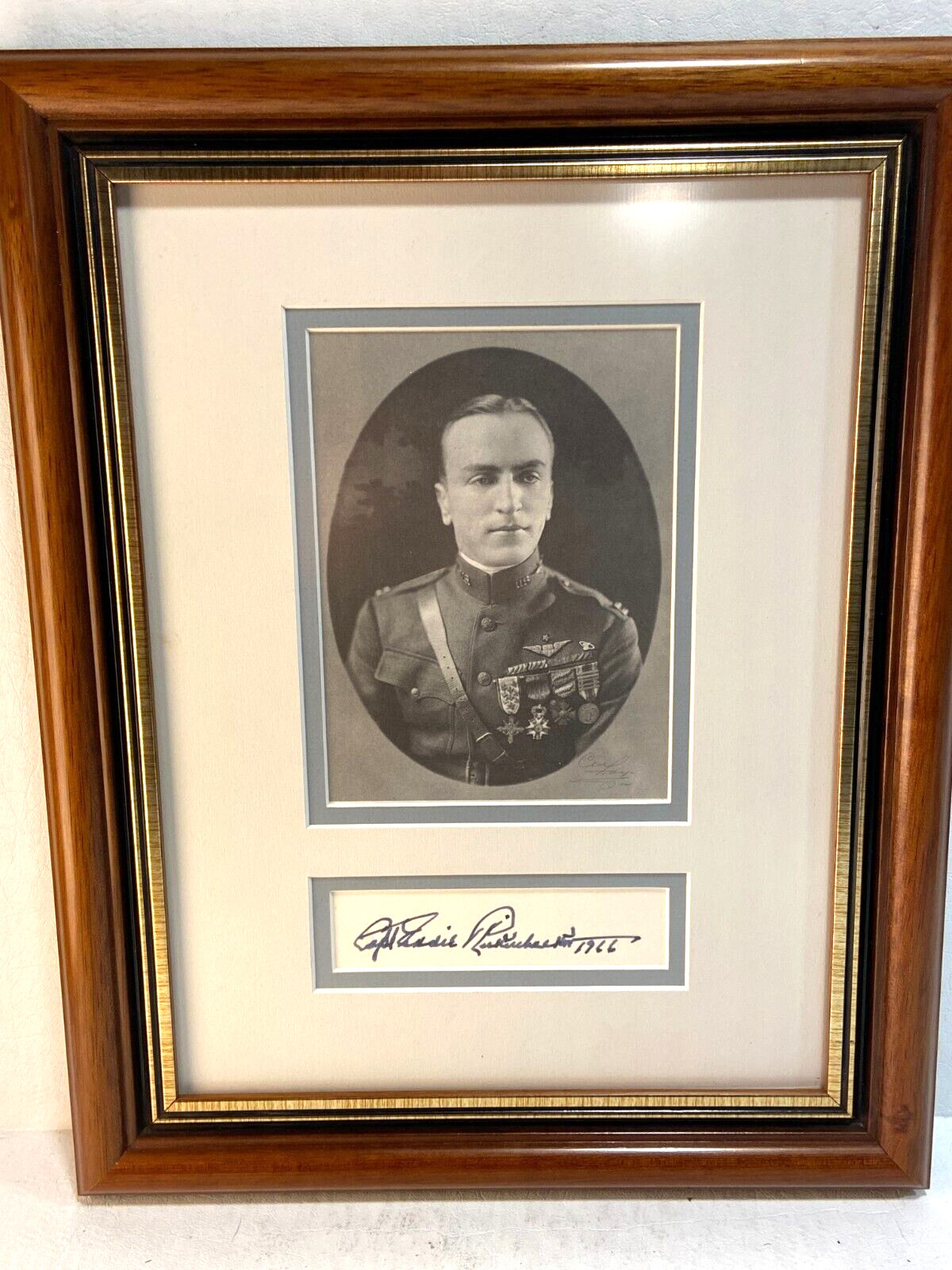 Eddie Rickenbacker autograph and photo framed World War 1 Flying Ace Racecar