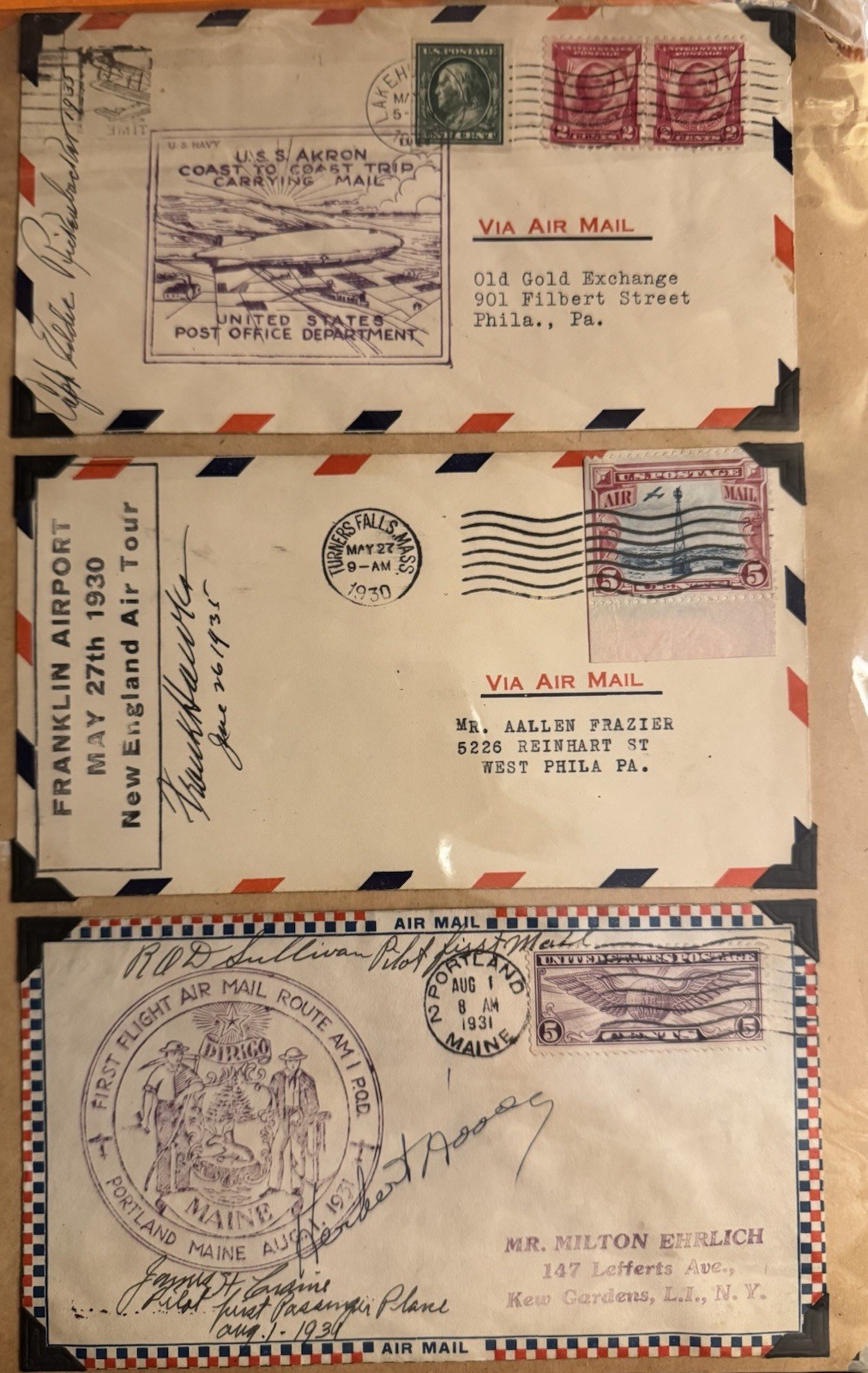 Pres H. Hoover, Capt. Eddie Rickenbacker, & Pilot ROD Sullivan Signed *JSA cert.