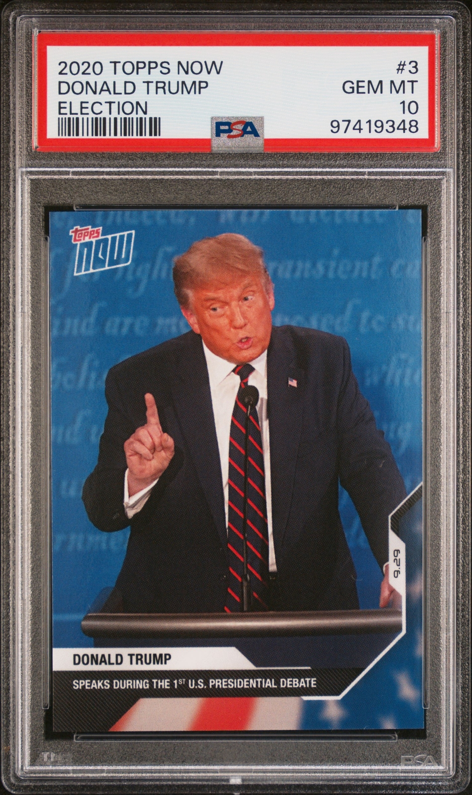 2020 TOPPS NOW ELECTION #3 DONALD TRUMP PSA 10