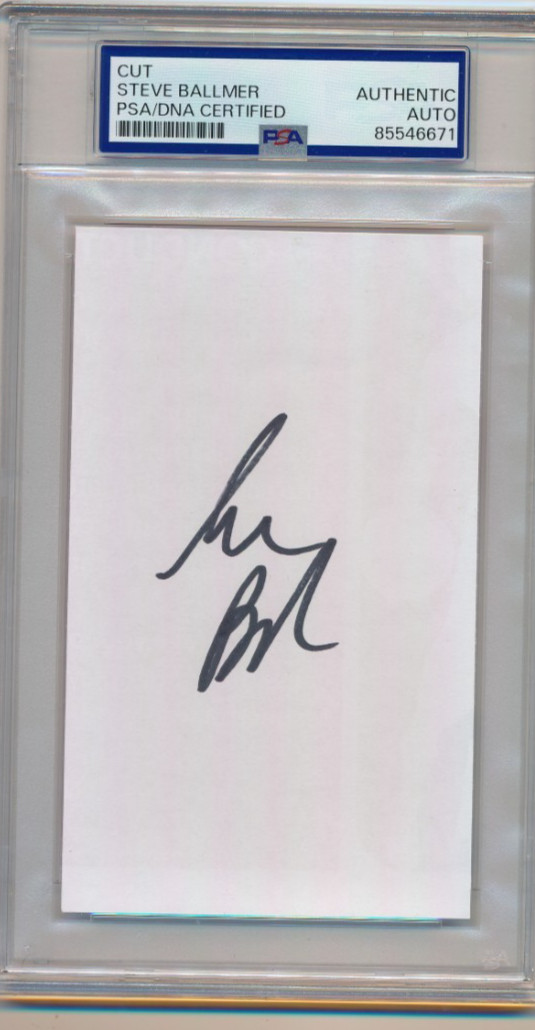 Microsoft Steve Ballmer Signed Autographed 3x5 Cut Card PSA SLAB Clippers Owner