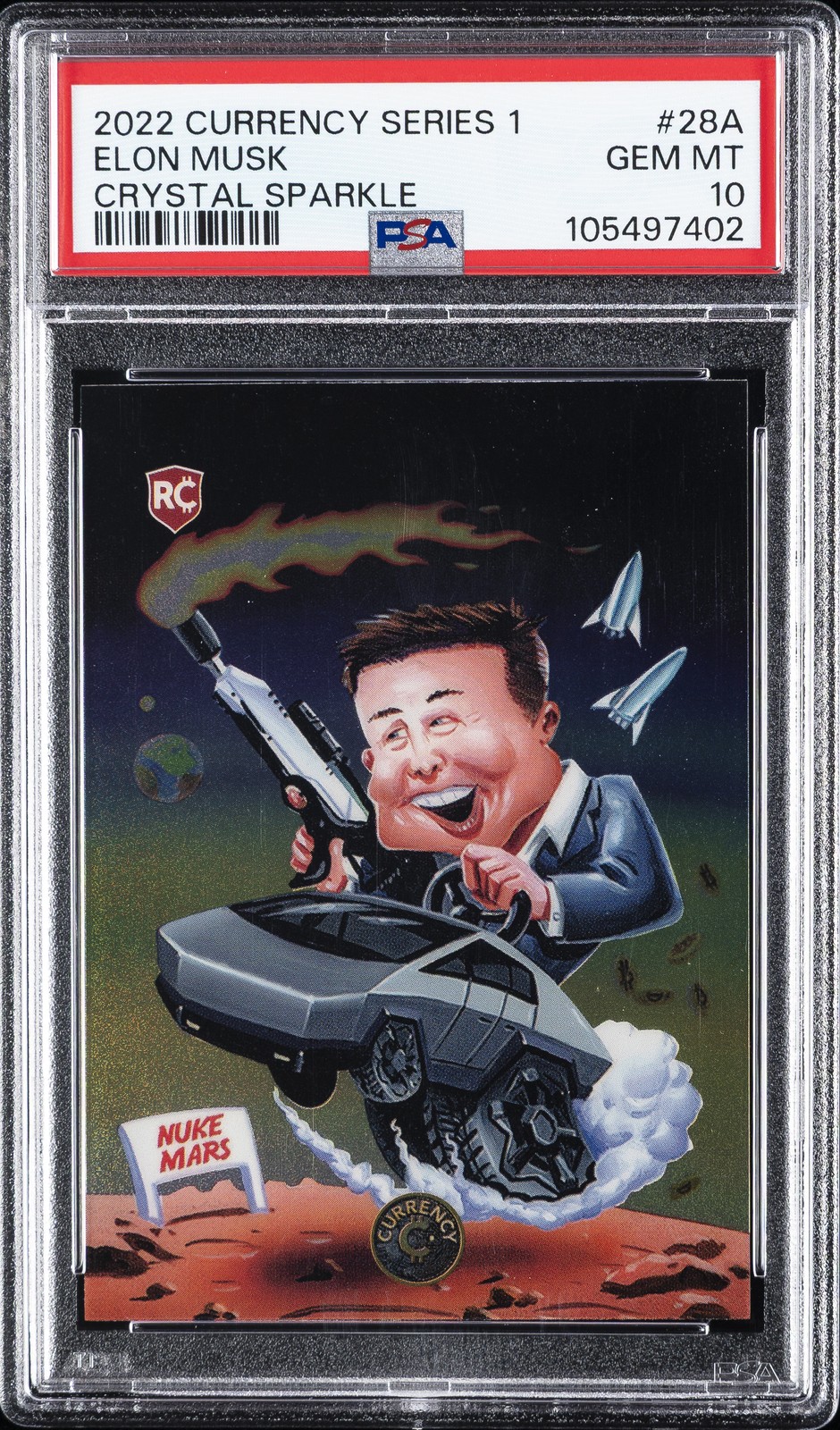 2022 CARDSMITHS CURRENCY SER 1 CRYSTAL SPARKLE #28A ELON MUSK PSA 10