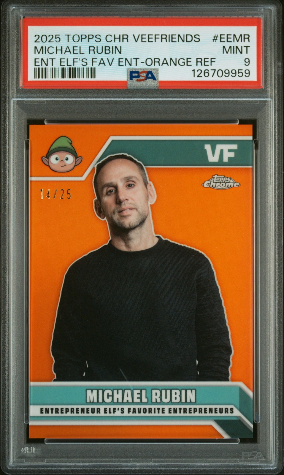 2025 ORANGE REFRACTOR #EEMR MICHAEL RUBIN 14/25 PSA 9
