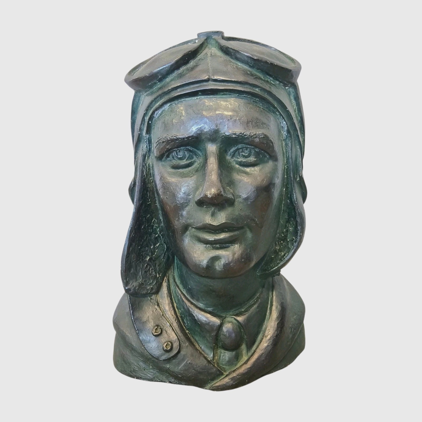 Vintage Charles Lindbergh Aviator Bust Signed Kroll 1976 -Chalkware/Plaster 12''