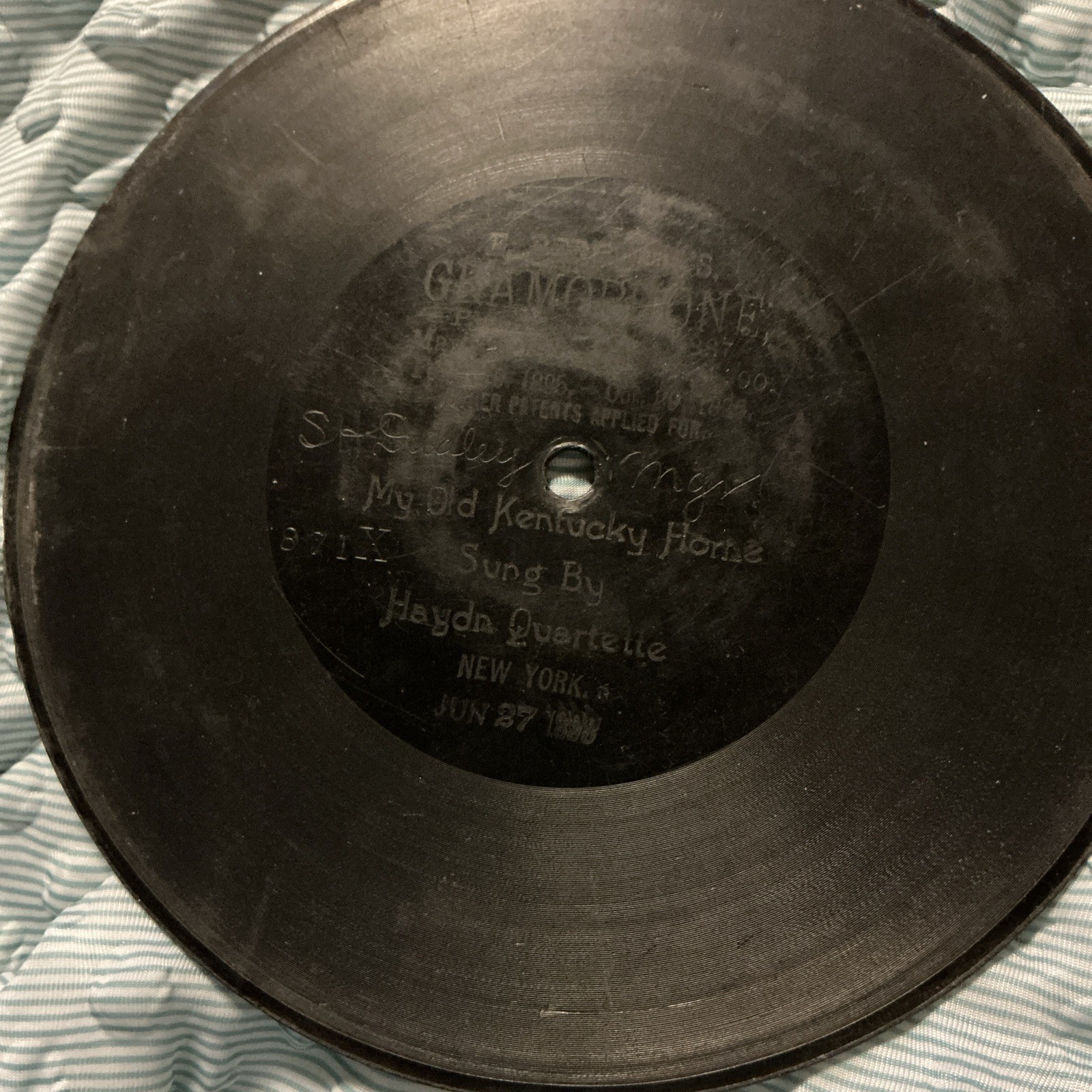 E. Berliner’s Gramophone Disc Record “My Old Kentucky Home” Haydn Quartette