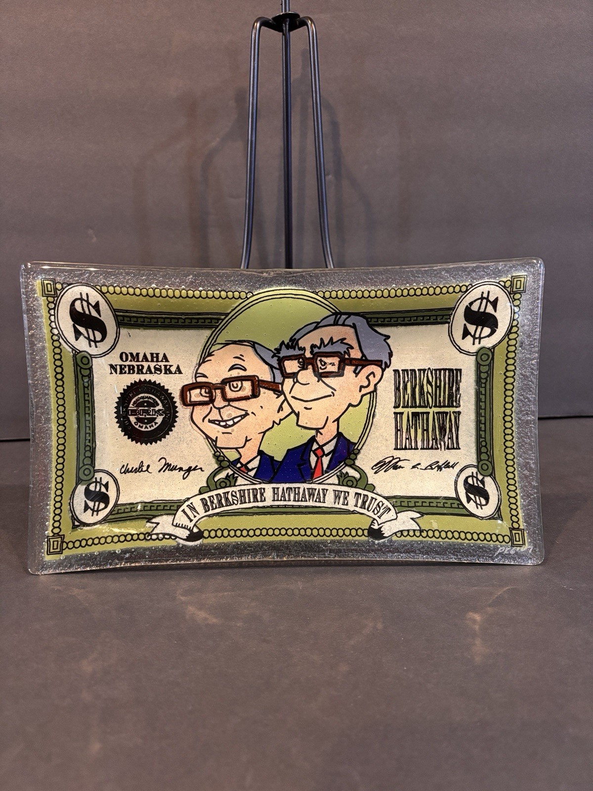 Peggy Karr Fused Glass Berkshire Hathaway Warren Buffett Charlie Munger SIGNED