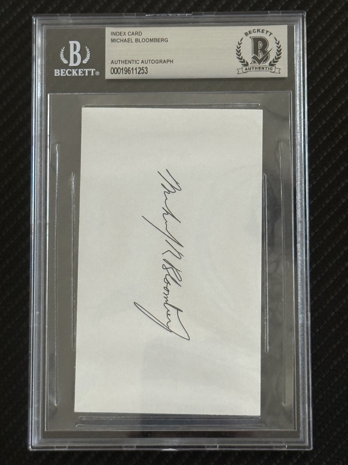 Michael Bloomberg Signed BAS Beckett Auto 3x5 Index Card NYC Mayor Billionaire
