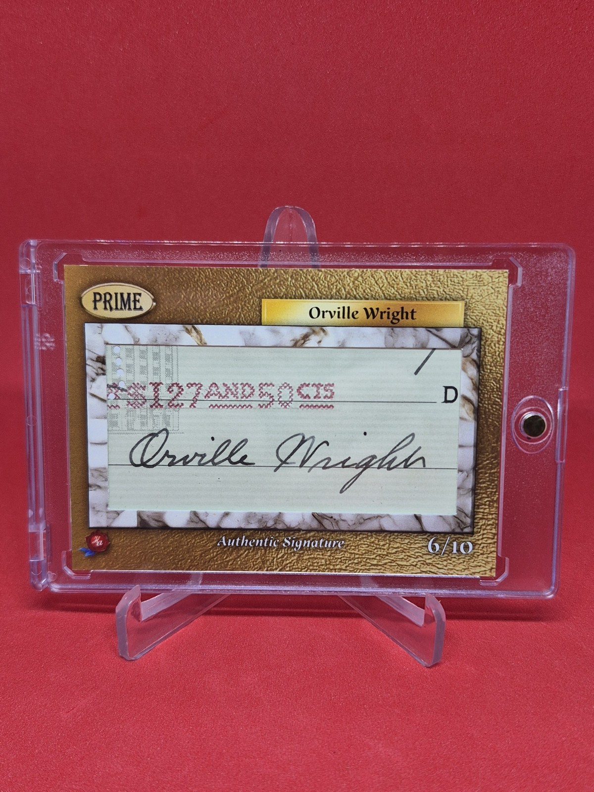 2024 Historic Autograph Prime DNA Orville Wright Auto 6/10 Cut Autograph Check