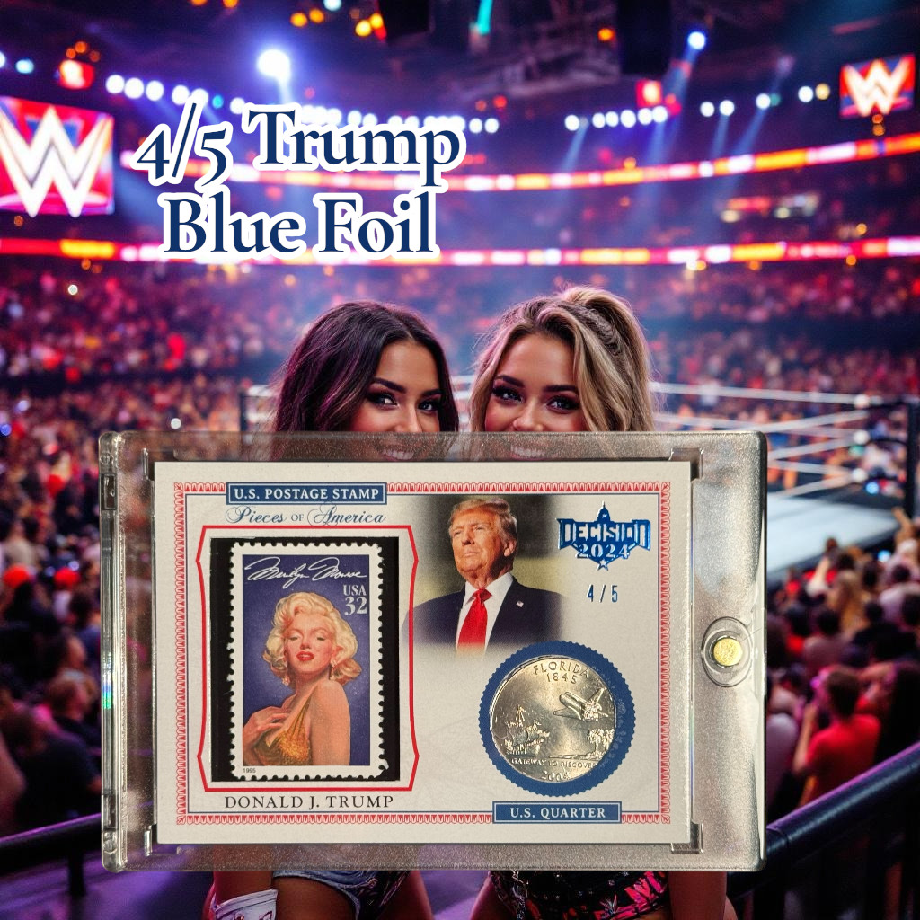 2024-25 Decision DONALD TRUMP 4/5 "TRUMP" Blue Foil Pieces of America HOT!