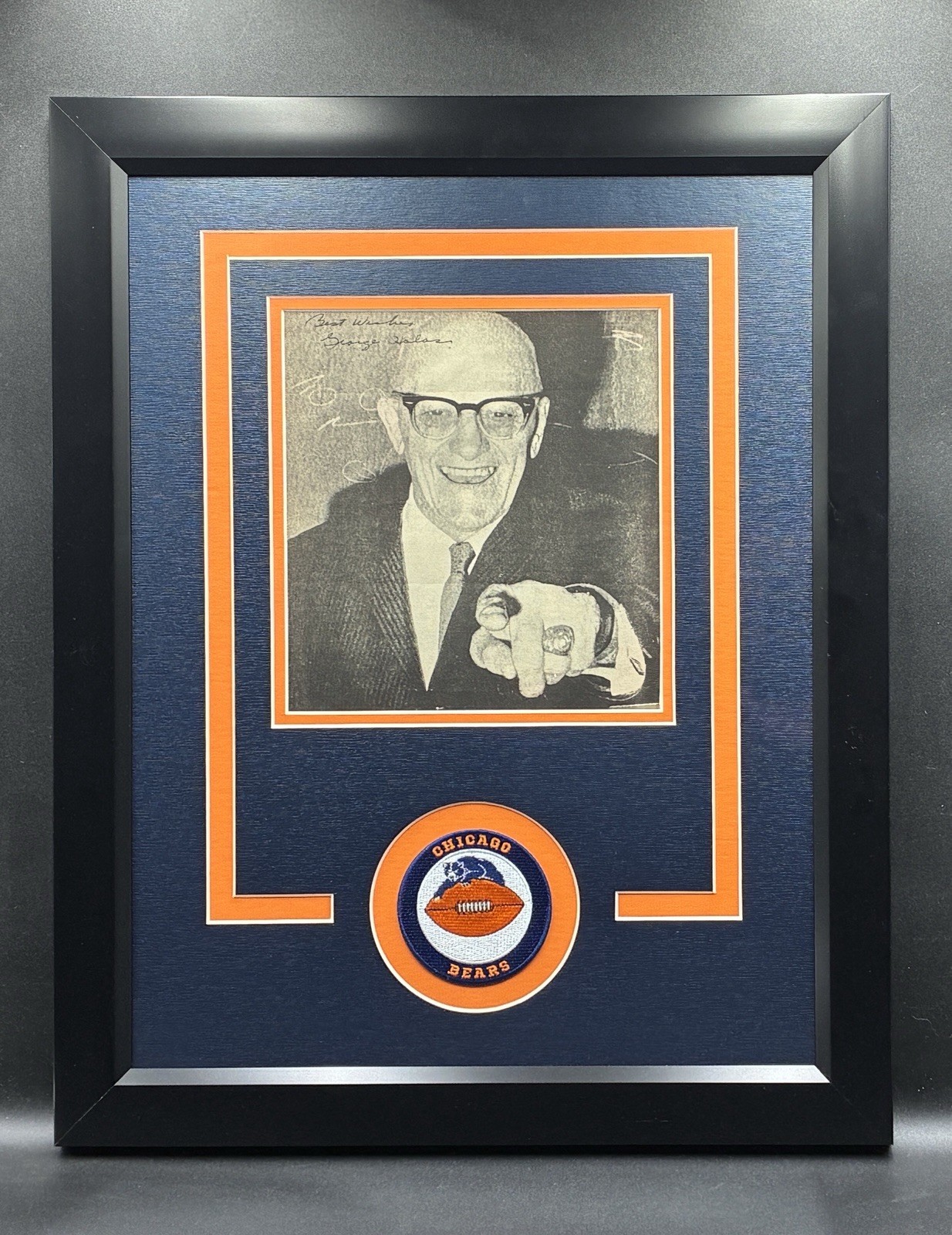 George Halas Signed 8x10 JSA 14x18 Custom Chicago Bears Football HOF 1895-1983