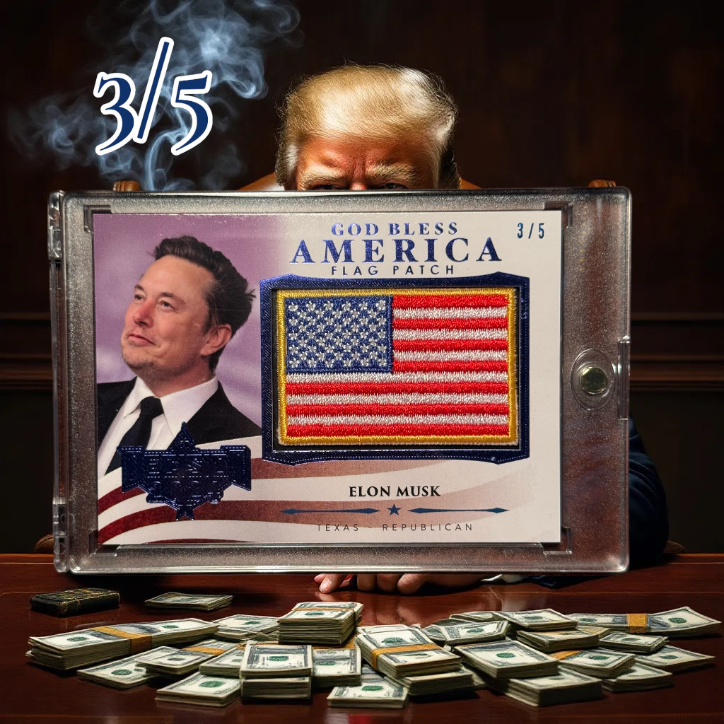 2024-25 Decision Elon Musk God Bless America Flag Patch Blue Foil 3/5 RARE!