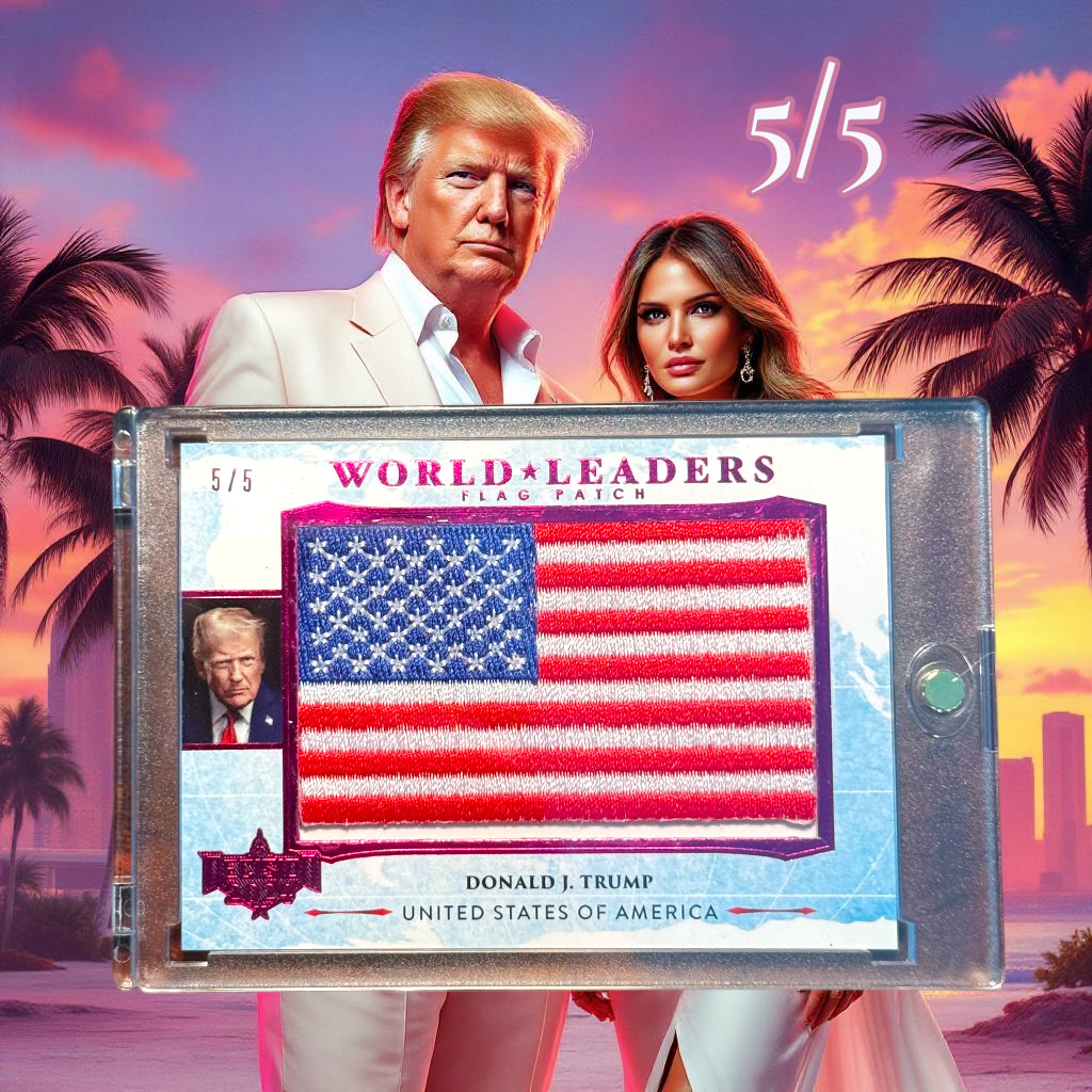 2025 Decision Update DONALD TRUMP 5/5 Flag Patch World Leaders Pink Foil