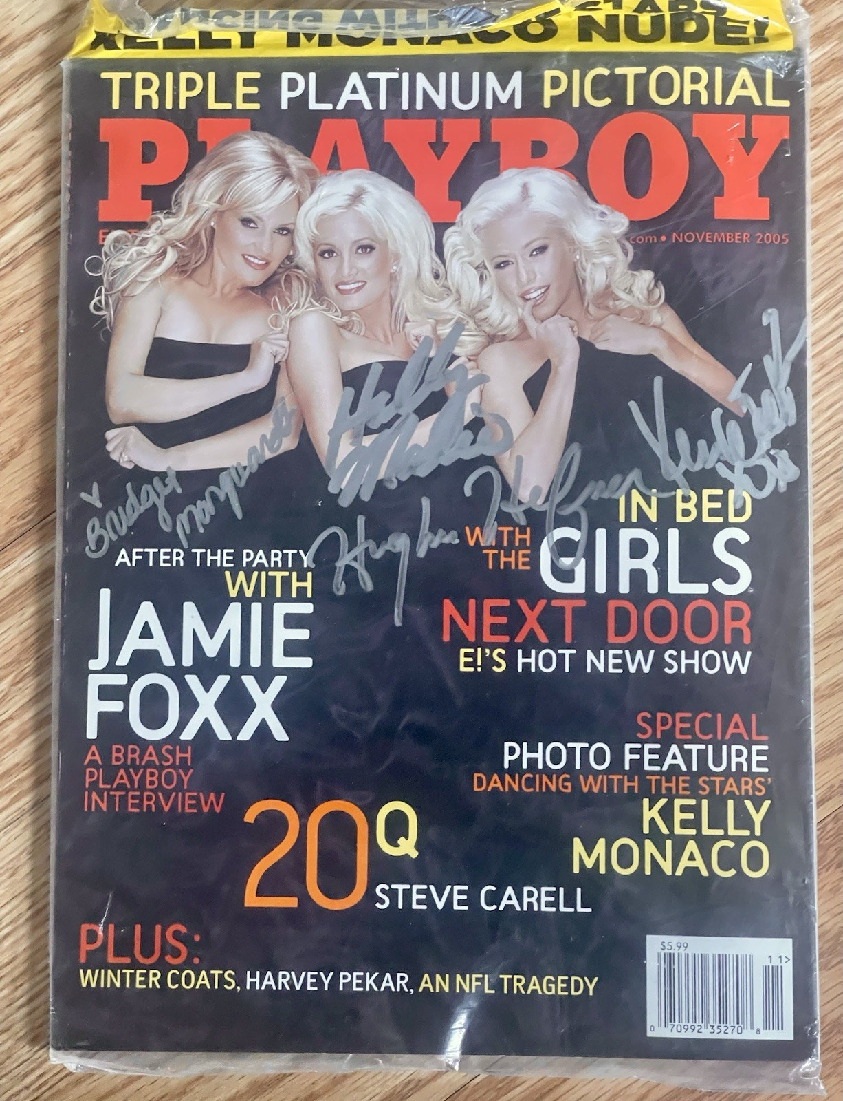 Playboy November 2005 Signed By Hugh Hefner, Bridget, Kendra & Holly W/Proof