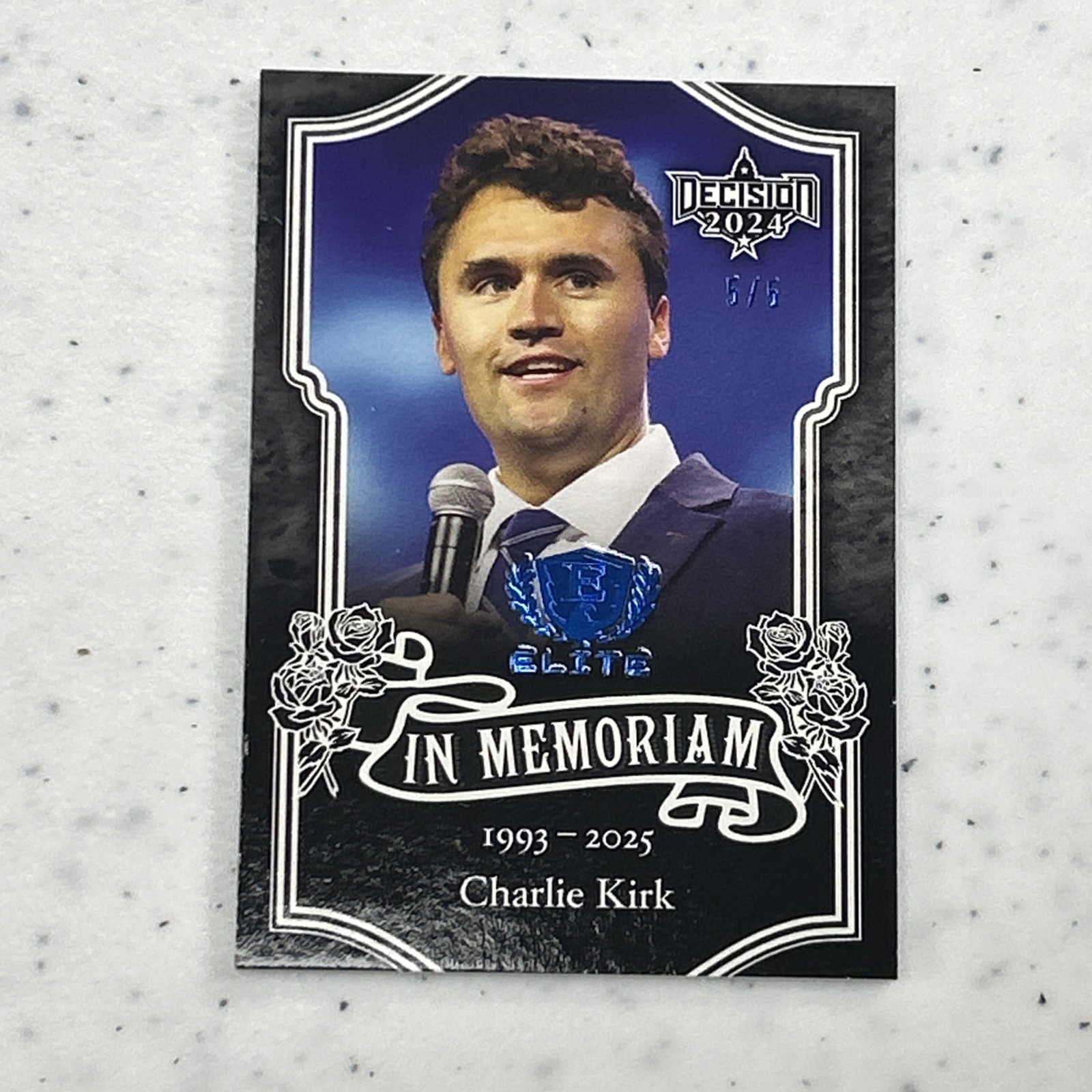 2024 2025 Decision Elite CHARLIE KIRK In Memoriam Blue Foil TRUMP USA RARE 5/5