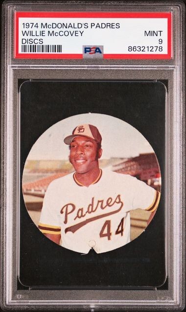 PSA 9 MINT WILLIE MCCOVEY HOF 1974 MCDONALDS PADRES DISC GRADED RAY KROC *TPHLC