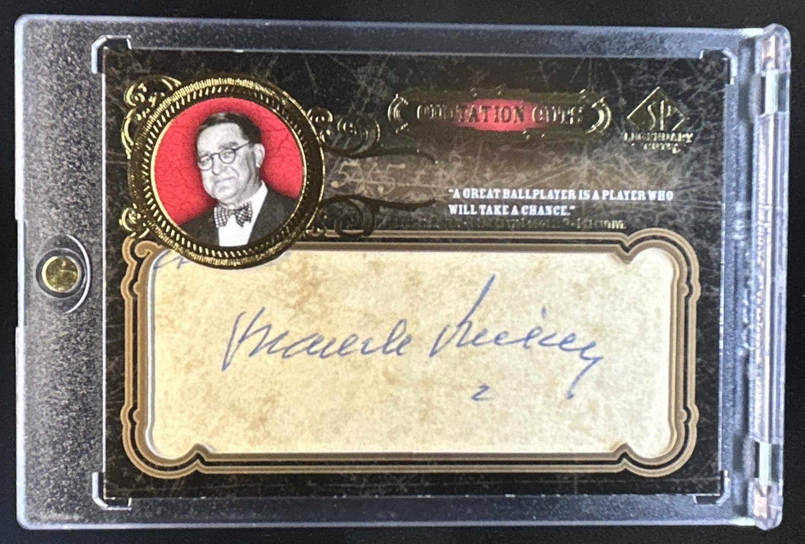 2007 SP Legendary Cuts Branch Rickey Quotation Auto Autograph Cut #/5