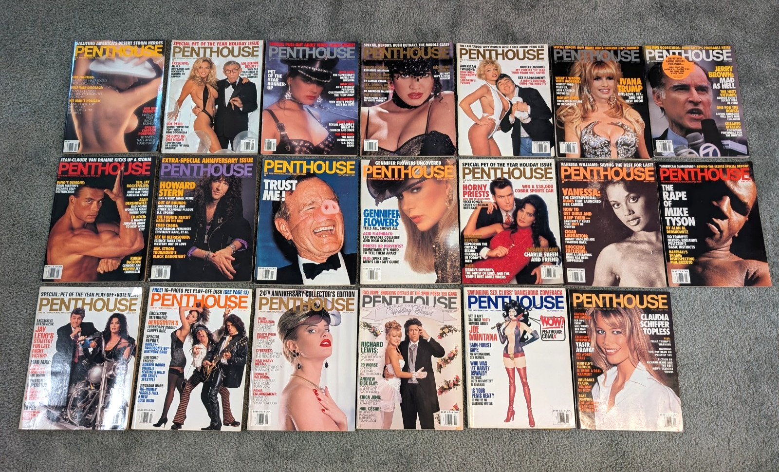 🚨 Penthouse Magazine Lot of (20) Issues in Plastic Sleeves - Trump Stern Sheen