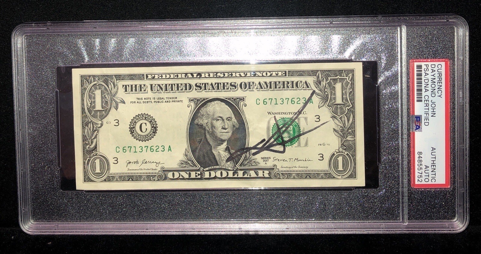 Daymond John Signed Auto Dollar Bill PSA/DNA Slabbed Shark Tank FUBU PROOF
