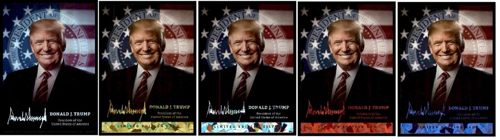 President Donald Trump Hologram Trading Cards 5 Card Rainbow Parallel Set