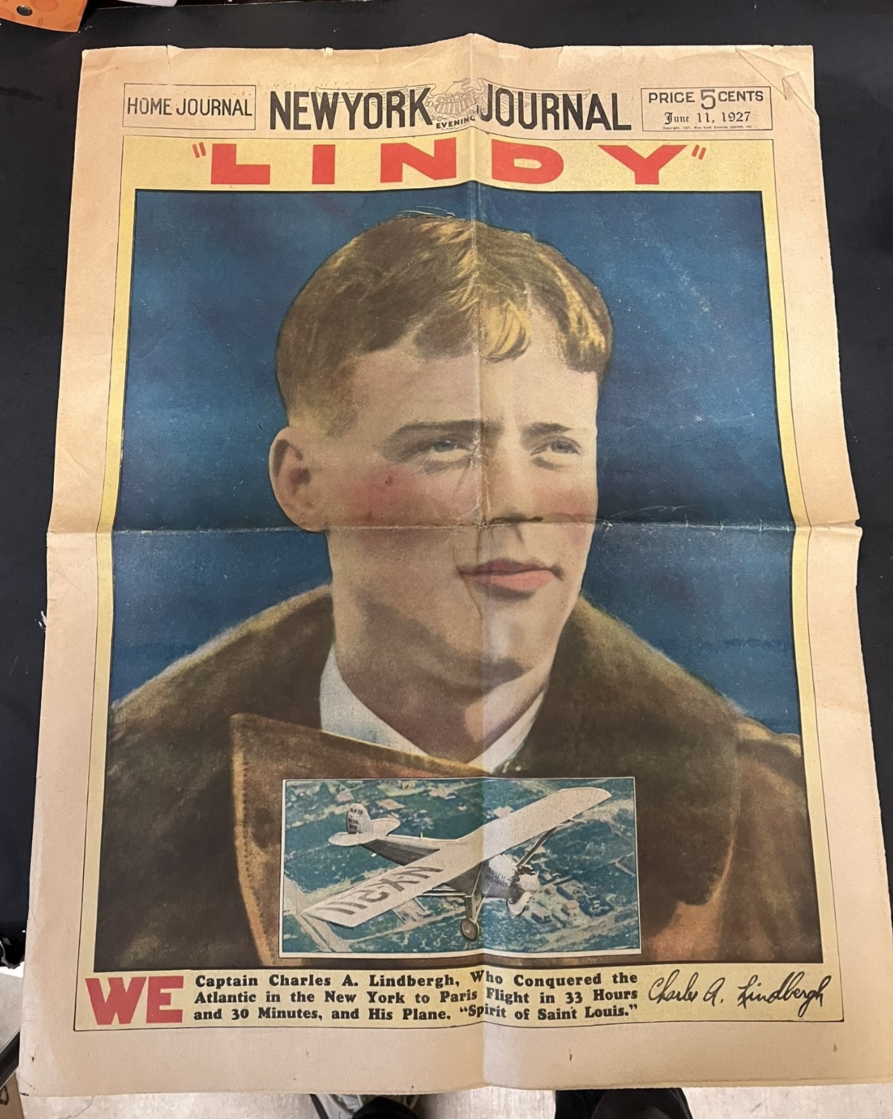Charles Lindbergh New York Evening Journal Newspaper Outer Cover June 11 1927
