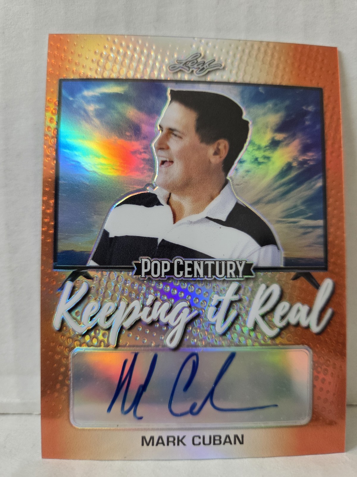 Mark Cuban 2020 Leaf Pop Century Orange Keeping It Real Auto 5/5