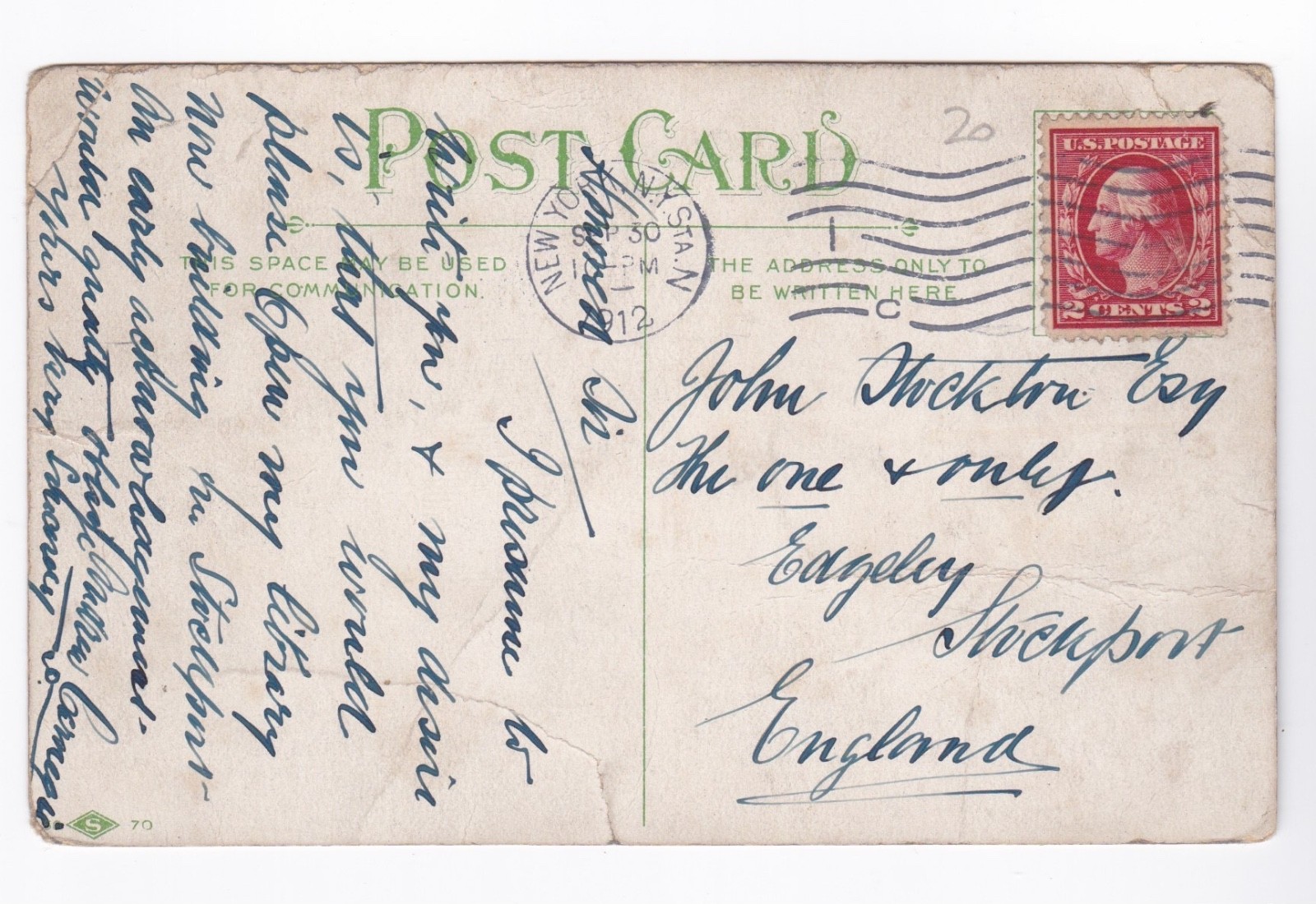 Andrew Carnegie “Ghost” Written & Signed Postcard Stockport Library UK (1912)