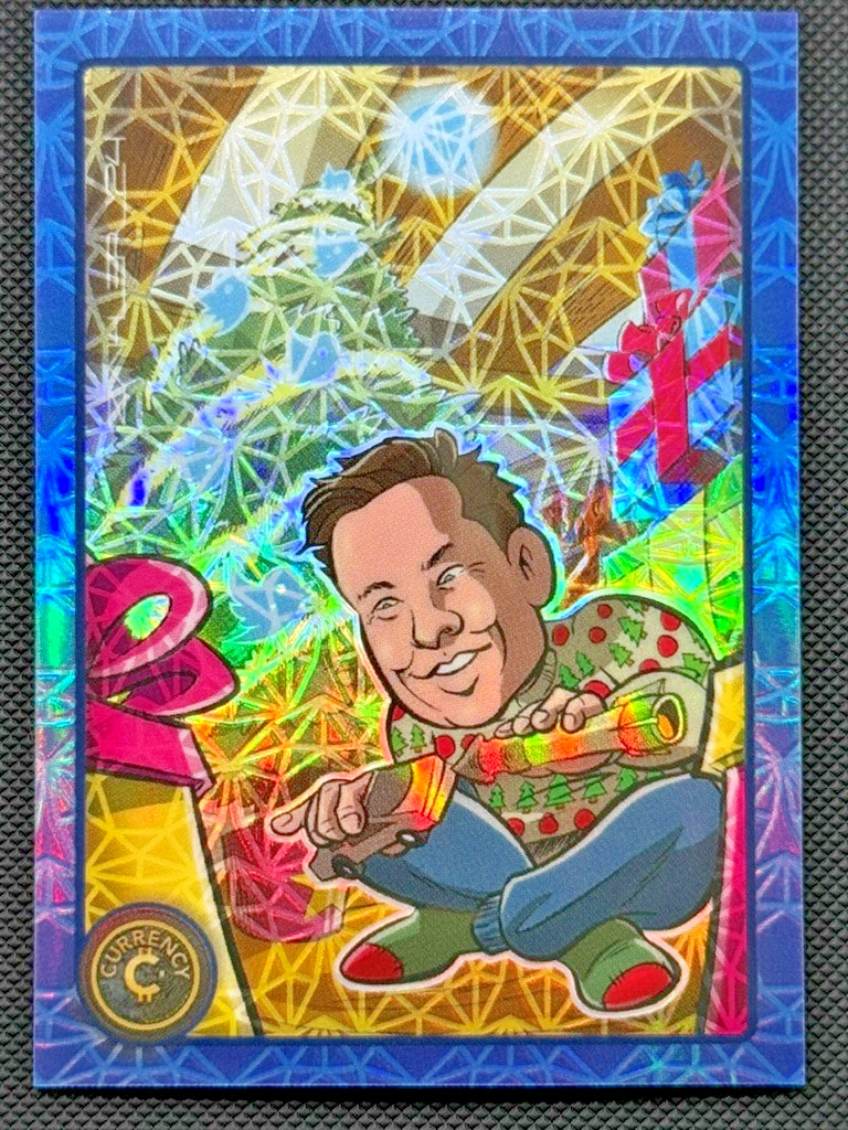 2024 Cardsmiths Currency Holiday #3 Elon Musk SAPPHIRE Gemstone Refractor /05