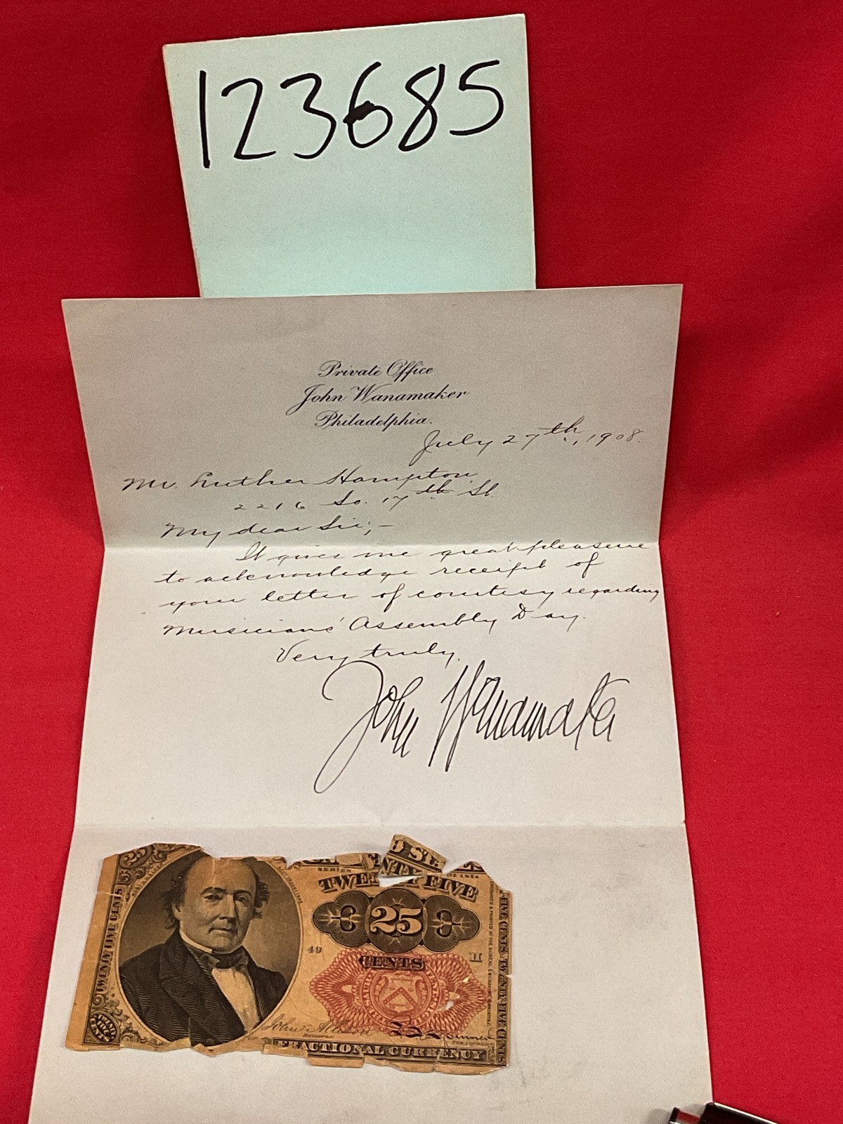 Wanamaker, John signed John Wanamaker Letterhead Sig...