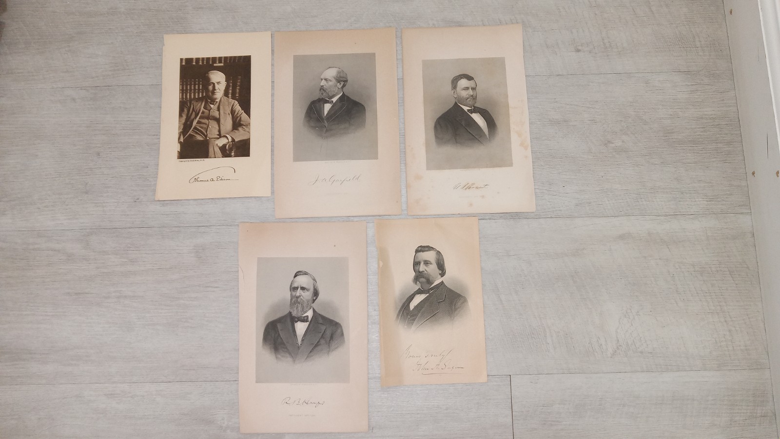 Thomas Edison J.A. Garfield Ulysses S.Grant R.B. Hayes PRESIDENTS AUTOGRAPHS