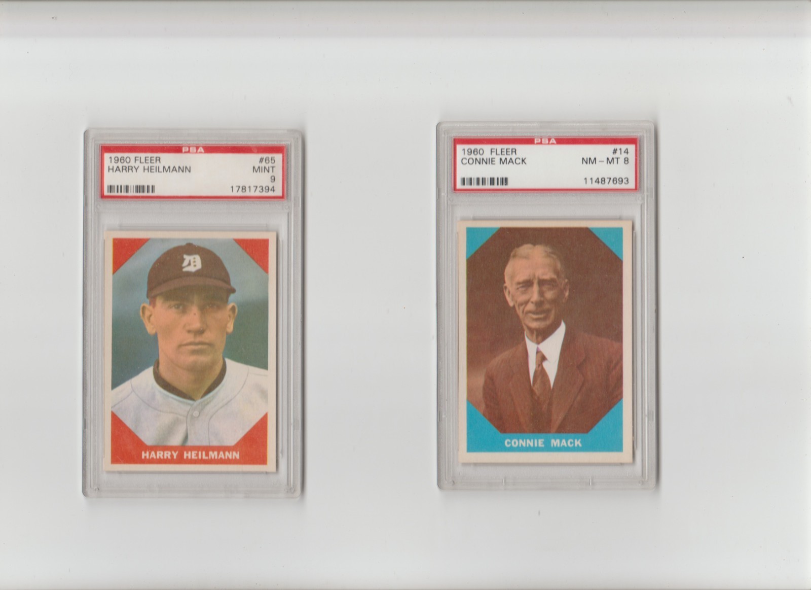 1960 Fleer Connie Mack #14 PSA 8  card on right only