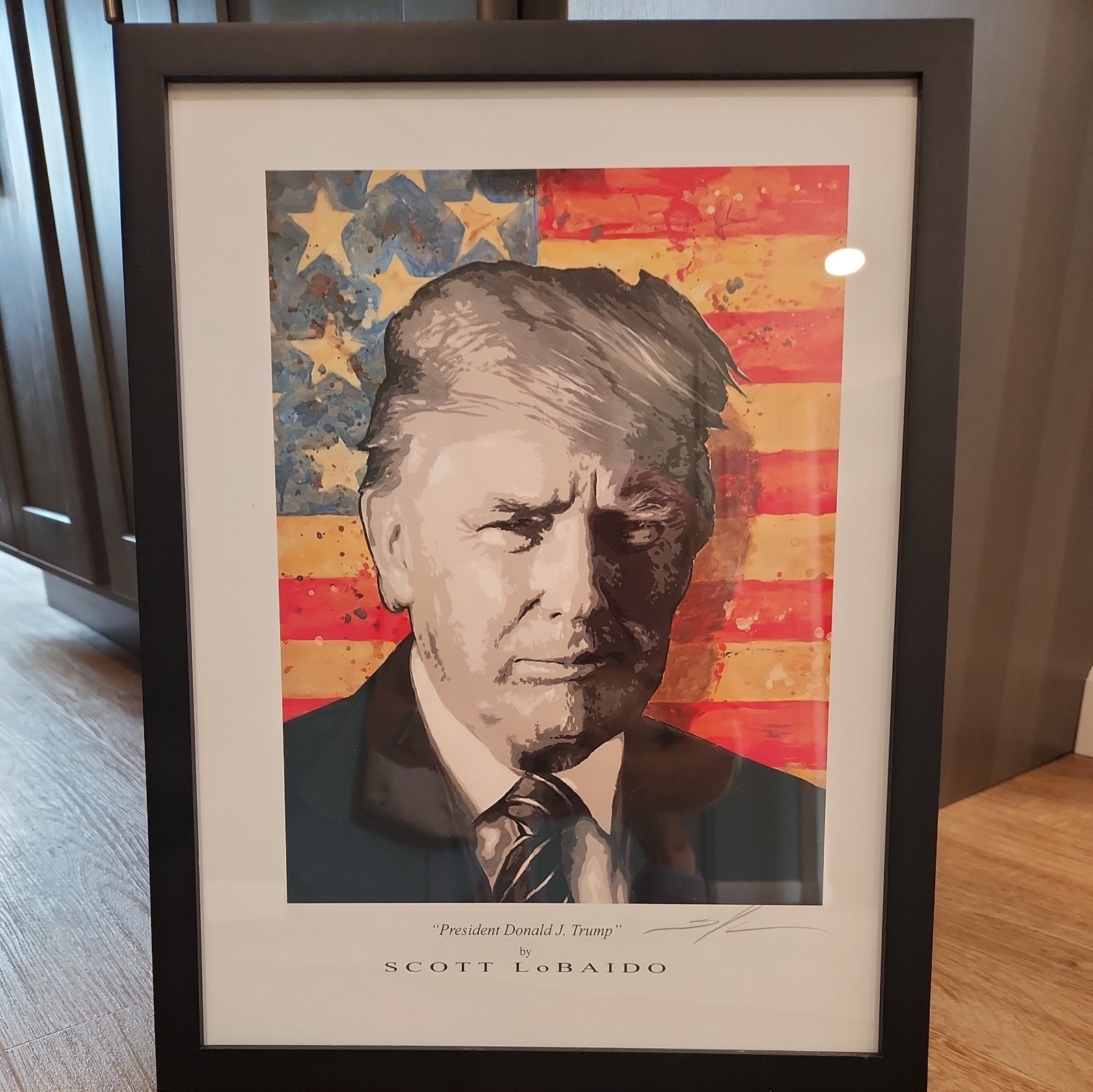 Scott Lobaido Signed Framed President Trump 12" X 16" (framed size 13x17)