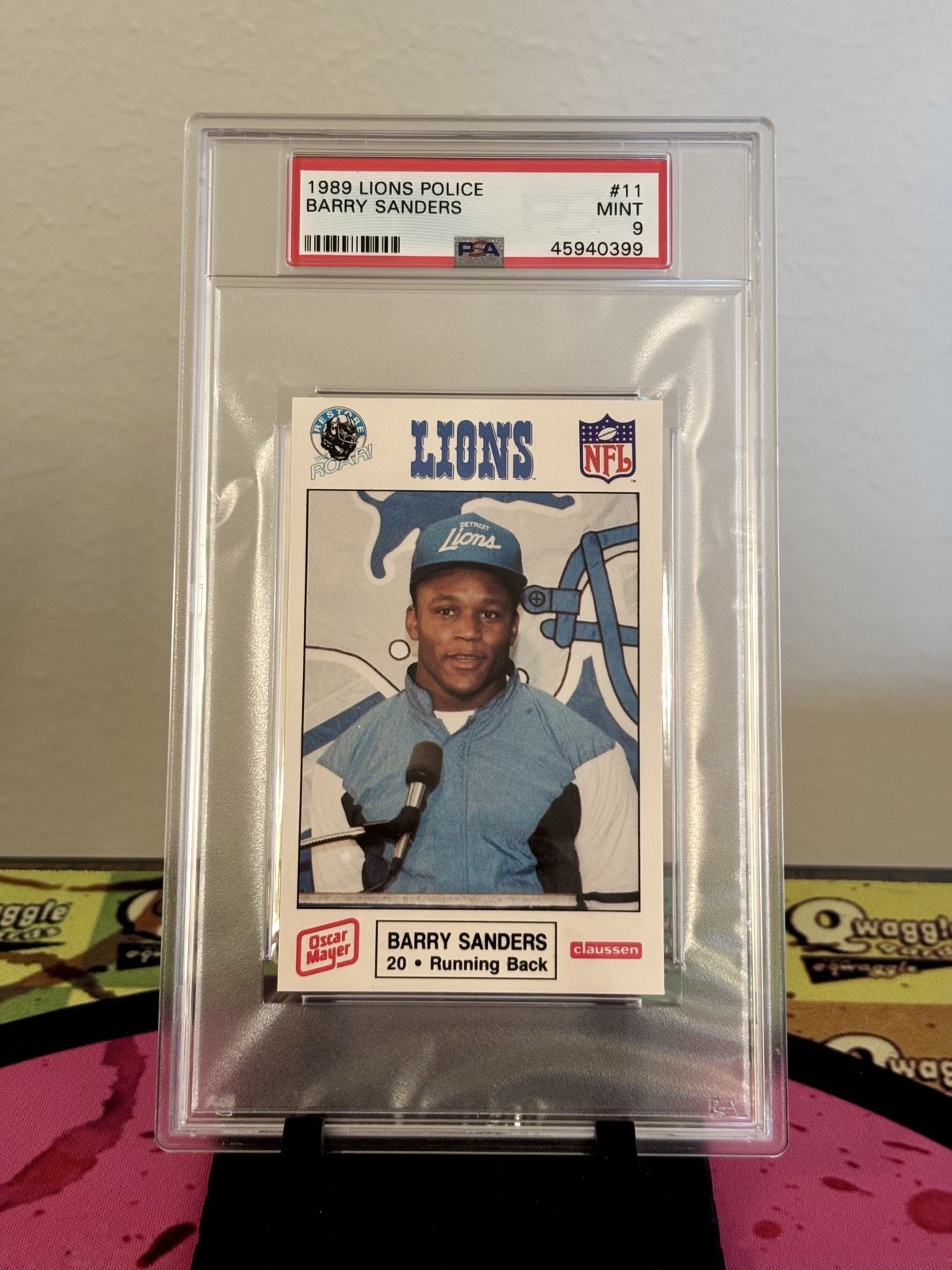 PSA 9 1989 Barry Sanders Rookie RC Card #10 Detroit Lions Police Oscar Mayer NFL