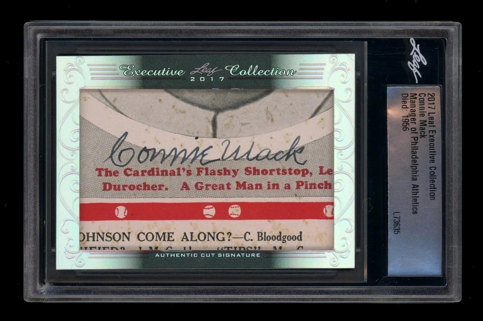 2017 Leaf Executive Connie Mack Cut Autograph Auto Signed PSA/DNA JSA