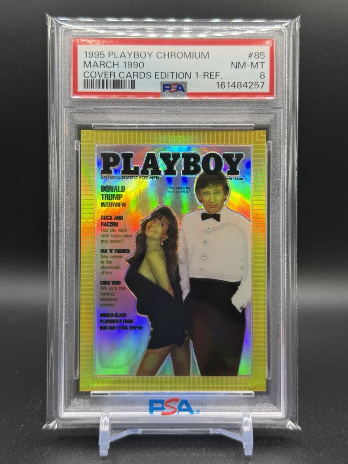 1995 Playboy Chromium Cover Card Donald Trump #85 Refractor 1st Ed PSA 8 NM-MT