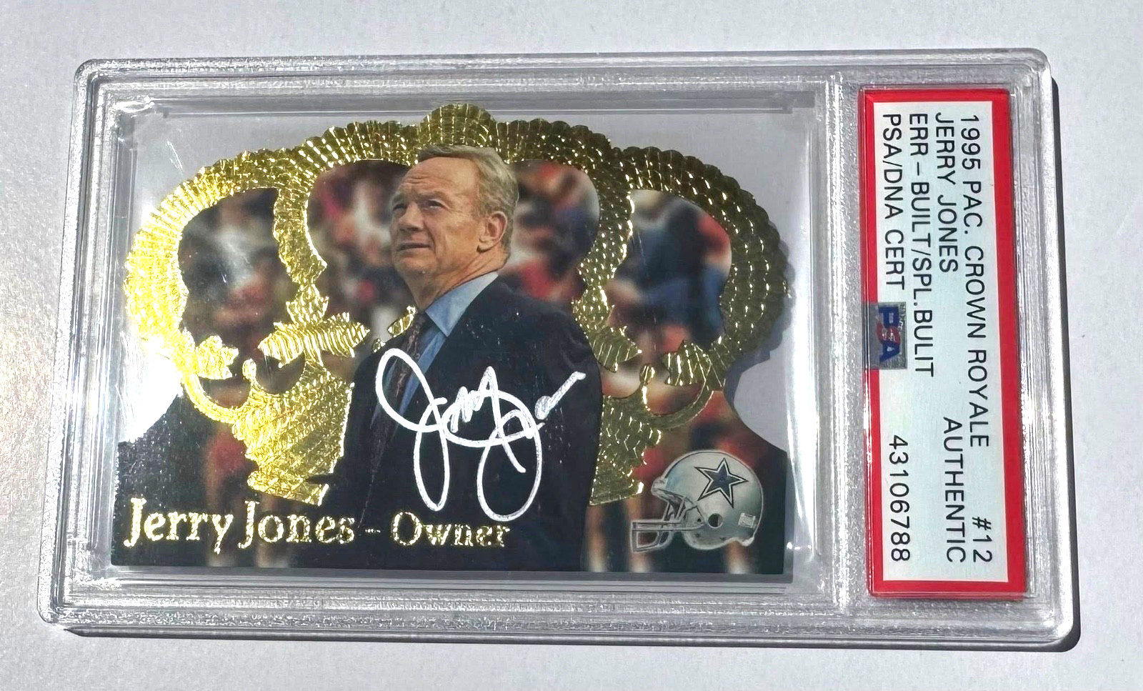 JERRY JONES 1995 Gold Pacific Crown Royale #12 Autographed Rookie RC PSA DNA