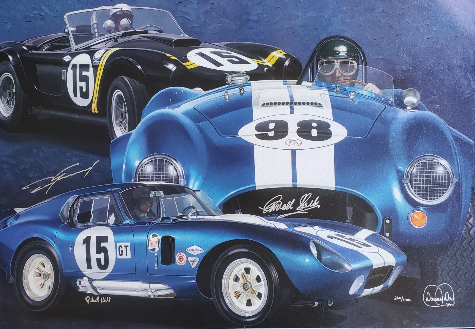 Bitten by the Snake by Danny Day Autographed by Carroll Shelby, Hill, and Gurney