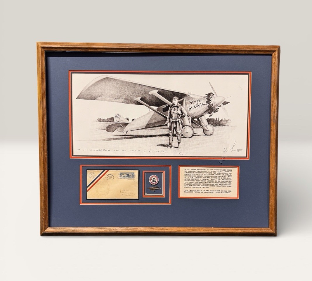 Charles Lindbergh Spirit Of St. Louis Framed Edition Print Signed Winkoff Art
