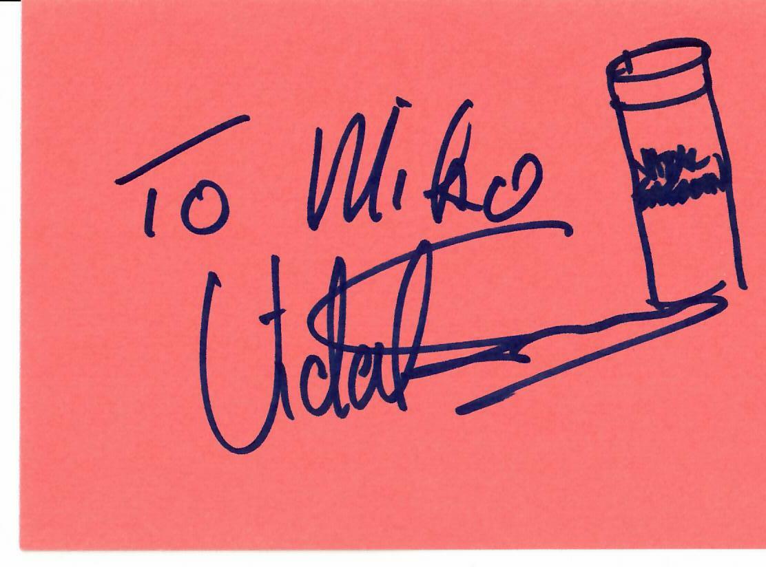 RARE! “British Hairstylist" Vidal Sassoon Hand Signed Drawing on 3X5 Card COA