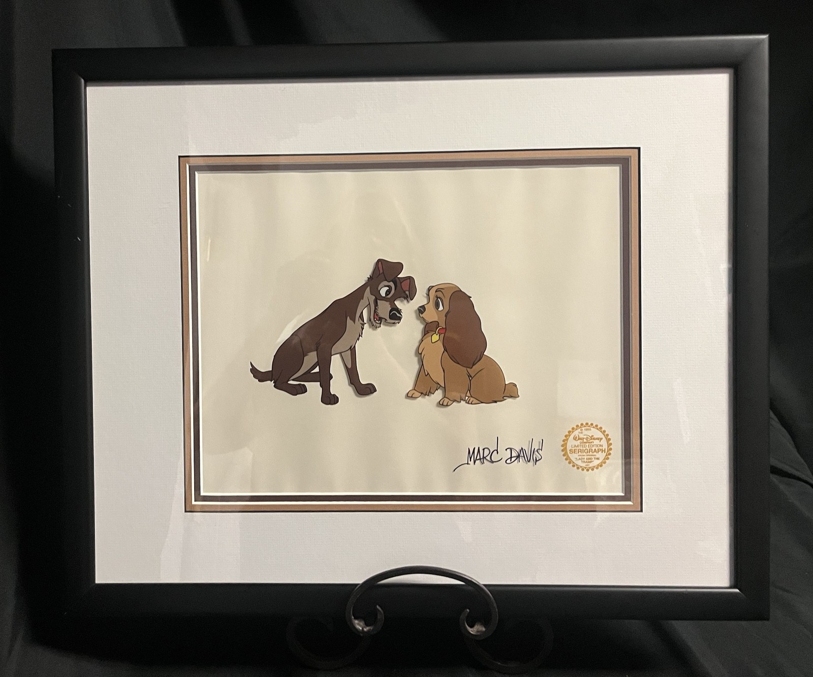 Walt Disney Rare Signed by Marc Davis Lady and the Tramp Serigraph Cel w/ CofA