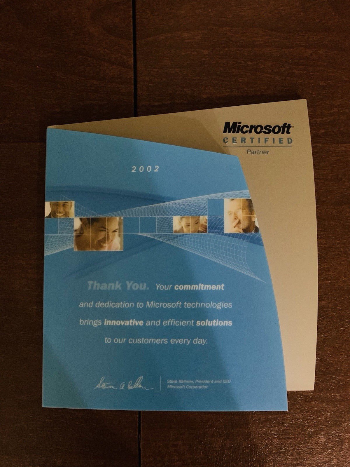 2002 Microsoft Certified Partner Steven A Ballmer Computer Wall PLAQUE Award