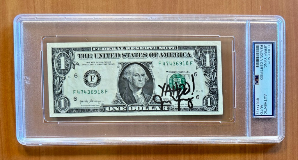 Jerry Yang Yahoo! CEO Signed Autographed $1 One Dollar Bill PSA/DNA Encapsulated