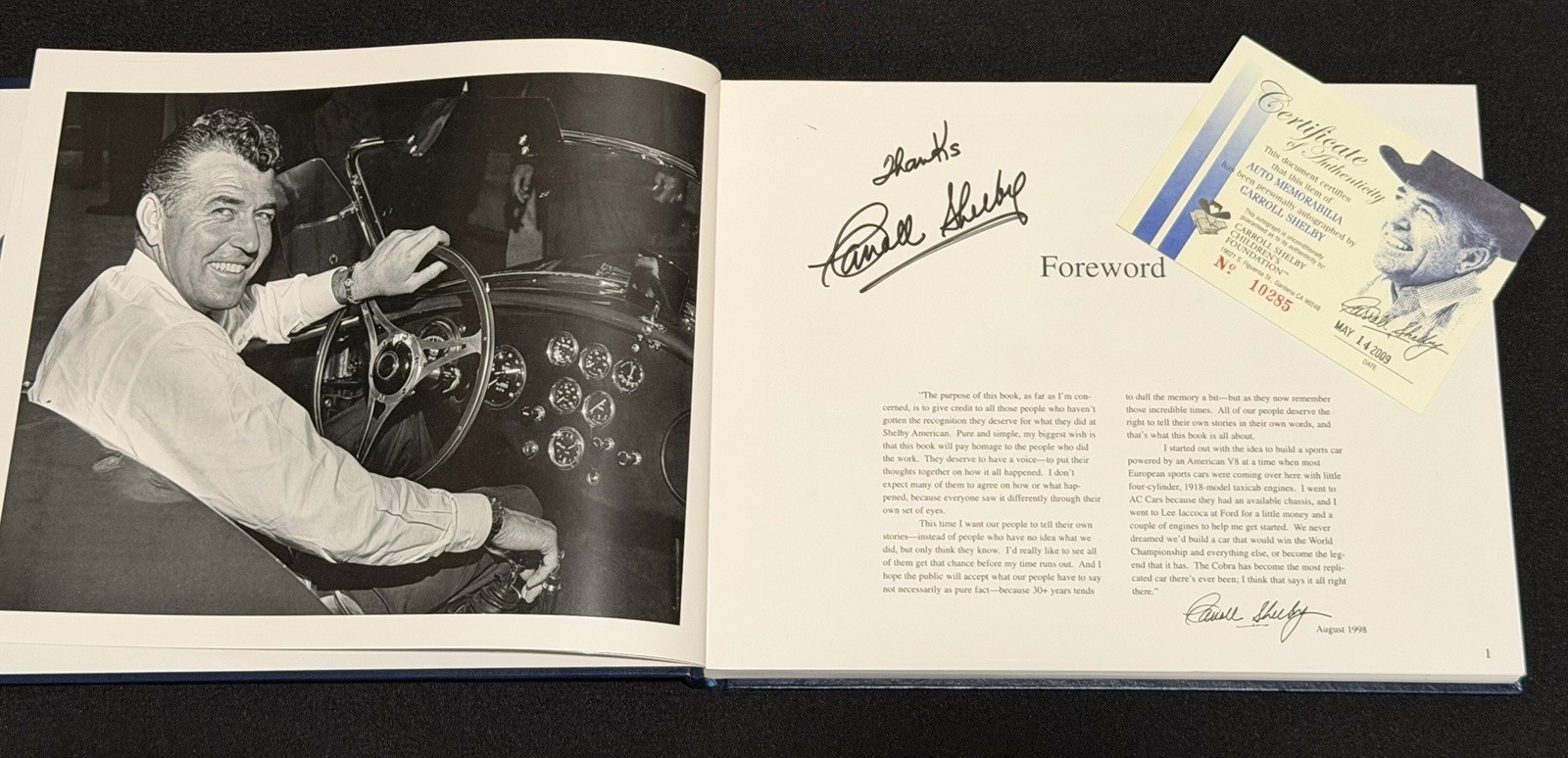 Carroll Shelby Signed Remembering The Shelby Years 1962-1969 with COA