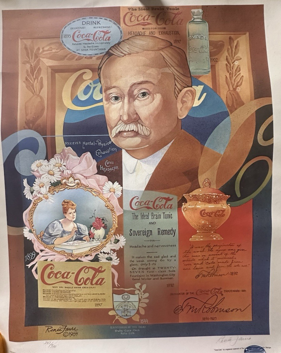 Vintage 1984 Coca-Cola John S Pemberton Limited Ed Lithograph Renee Faure SIGNED