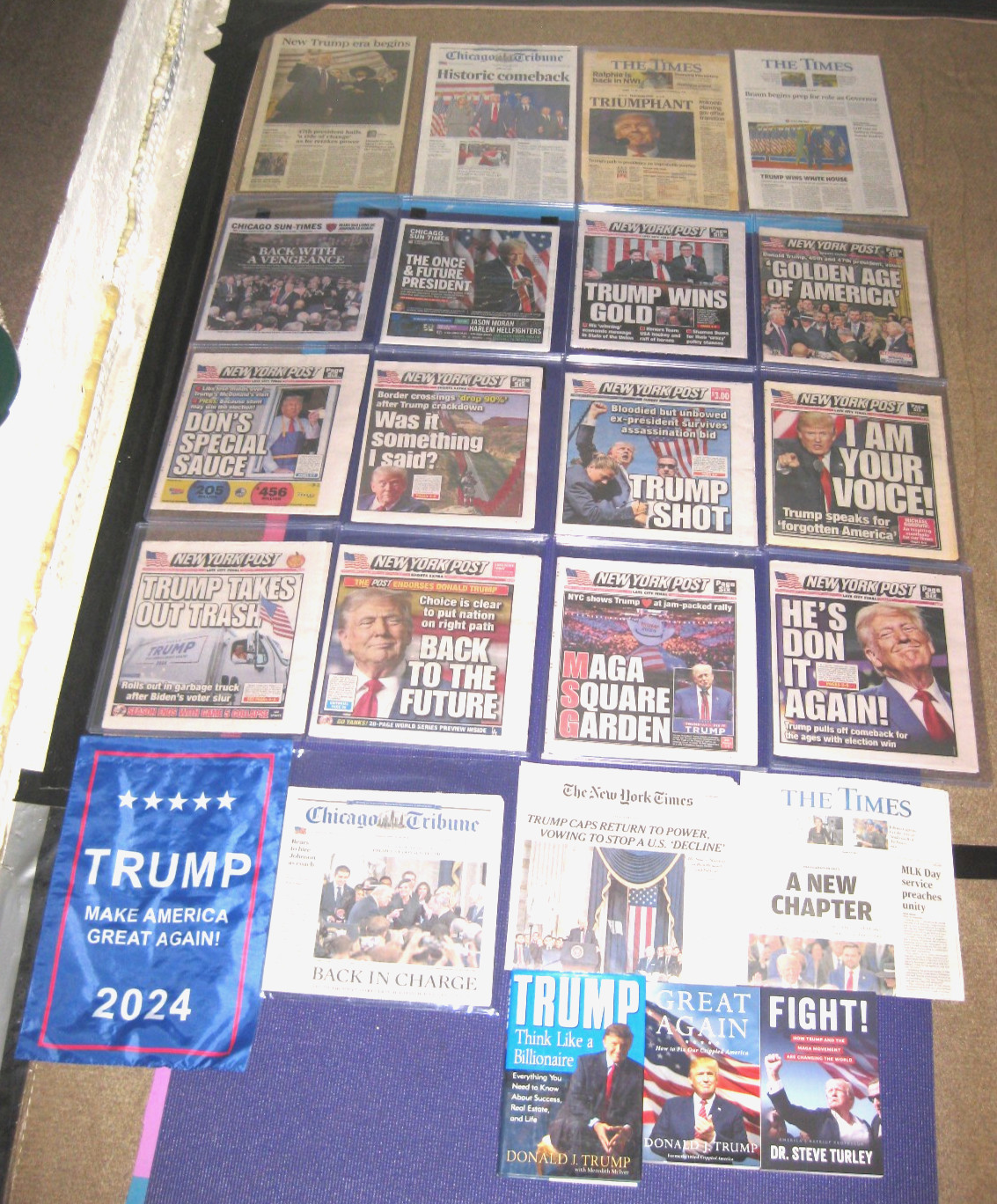 ULTIMATE HUGE TRUMP NEWSPAPER LOT NEW YORK POST TRUMP SHOT, TRASH, SAUCE, ETC