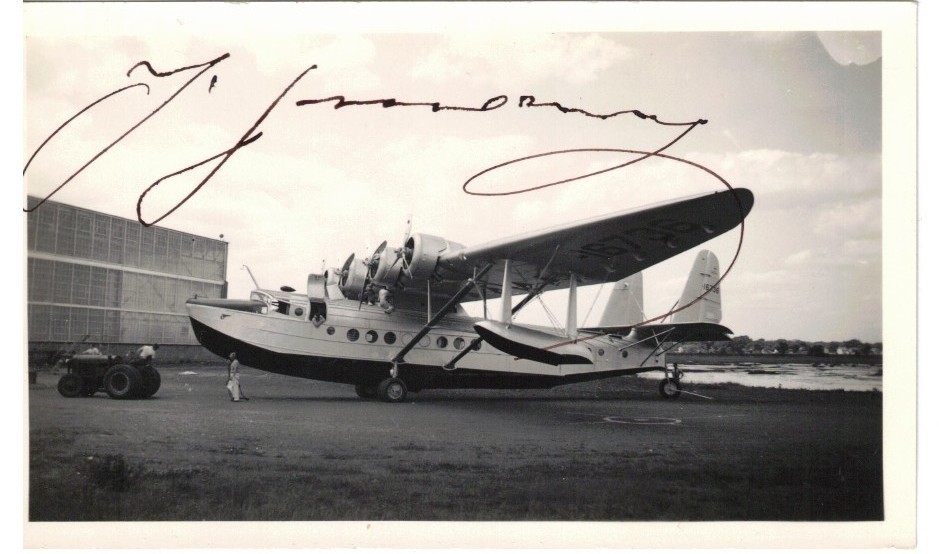 IGOR SIKORSKY  AUTOGRAPH ON PHOTO OF ONE OF THE AIRPLANES HE DESIGNED