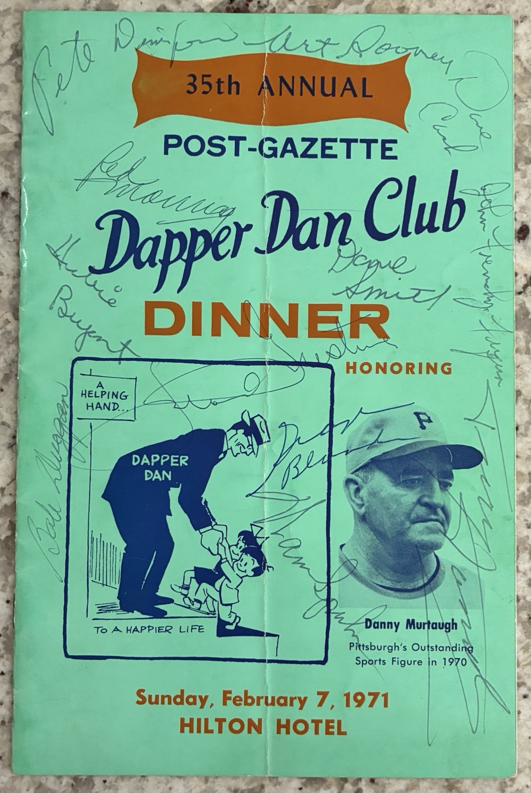 Art Rooney Chuck Noll Pie Traynor Warren Spahn Signed Program! Total 22 Autos!