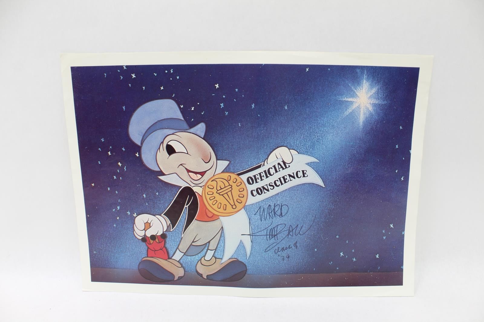 Walt Disney Studios Limited Ed. Sericel of Jiminy Cricket Signed by Ward Kimball