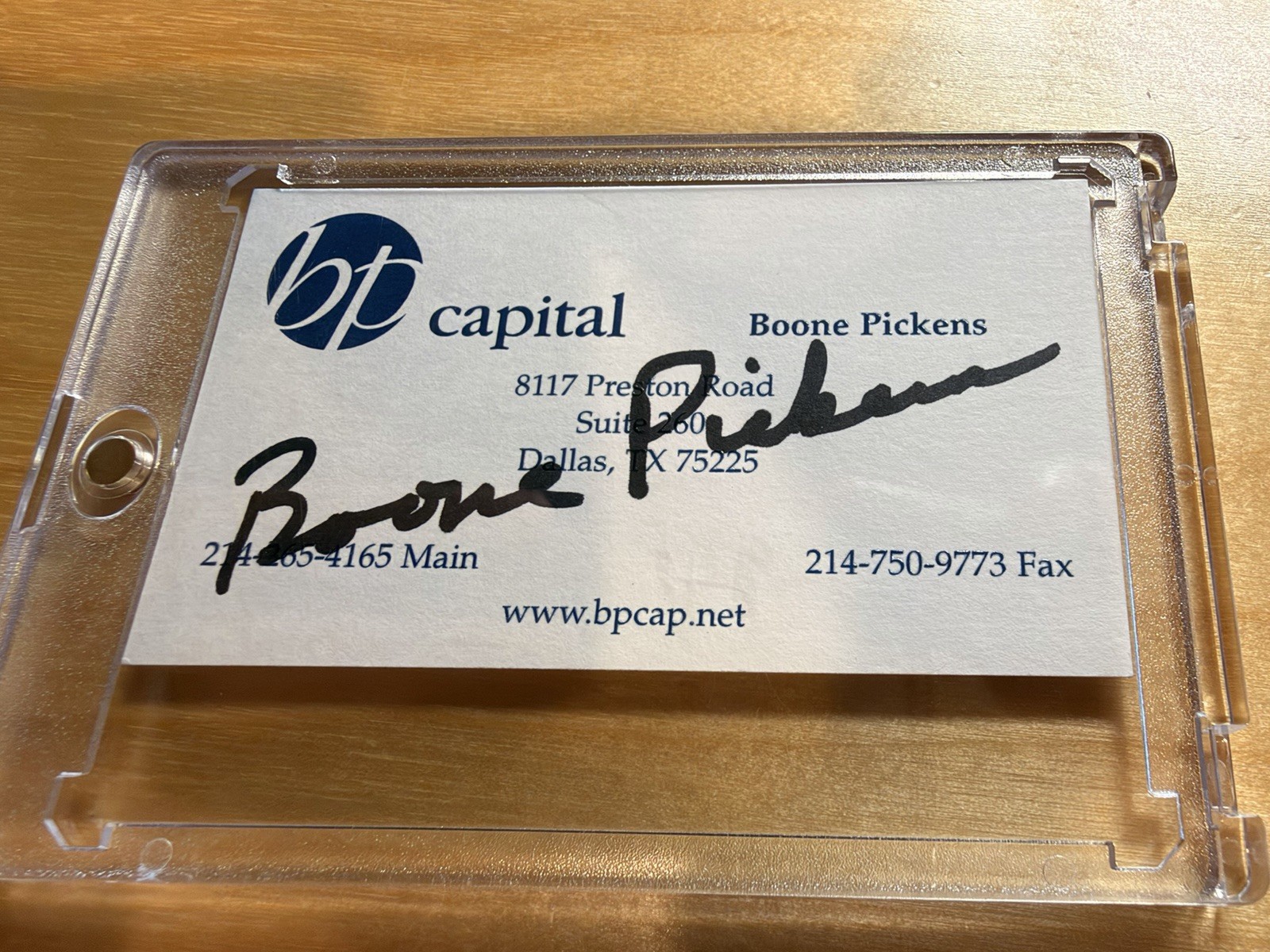 T Boone Pickens SIGNED BP Capital Business Card Autograph Oil Tycoon Billionaire