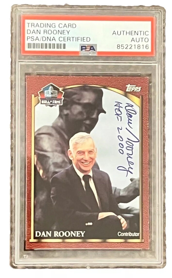 Dan Rooney Signed 2000 Topps Hall of fame Class Steelers Card PSA HOF Rare