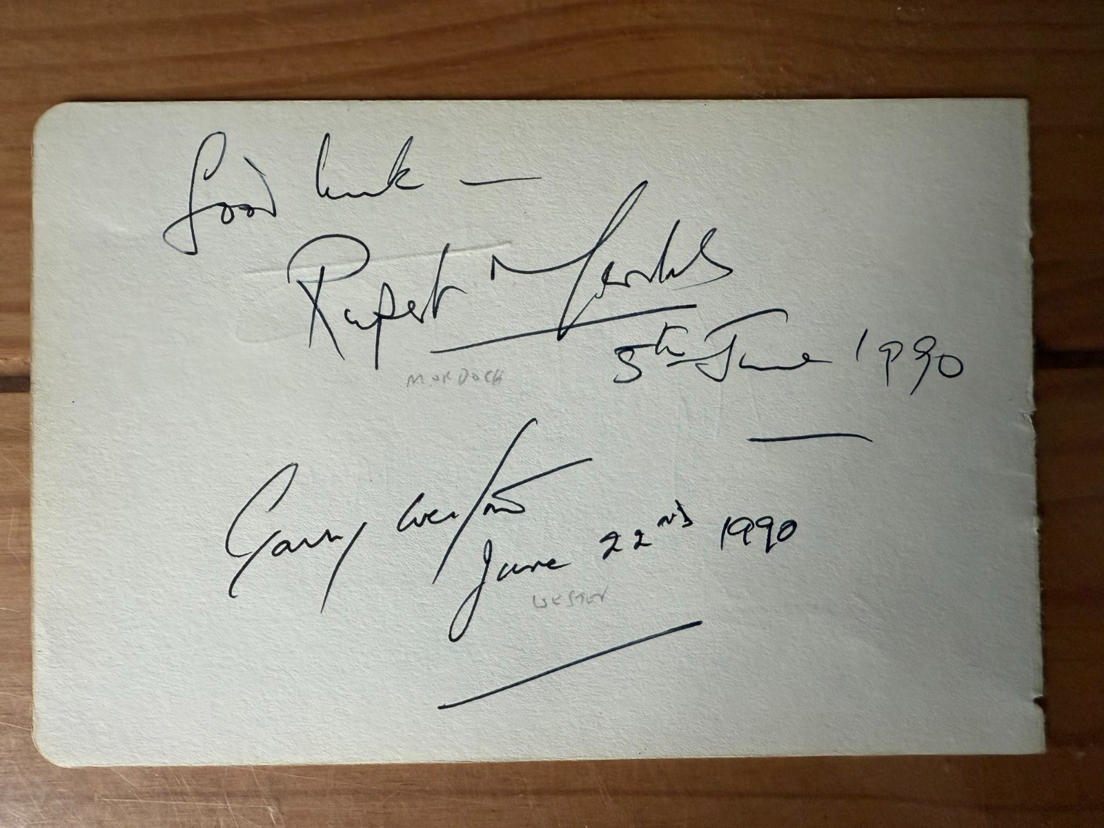 Rare Rupert Murdoch Signed Vintage Autograph Page